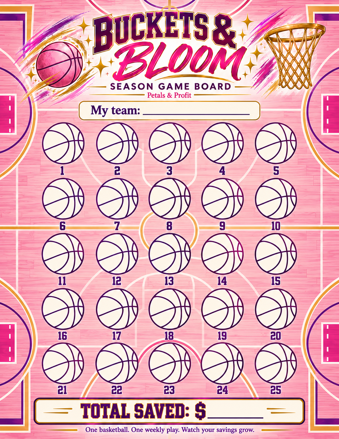 Buckets & Bloom Basketball Savings Challenge Set