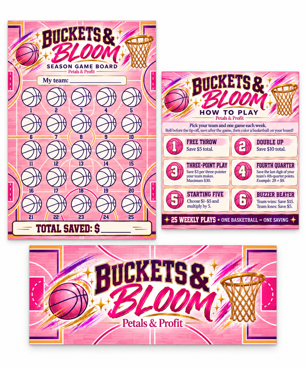 Buckets & Bloom Basketball Savings Challenge Set