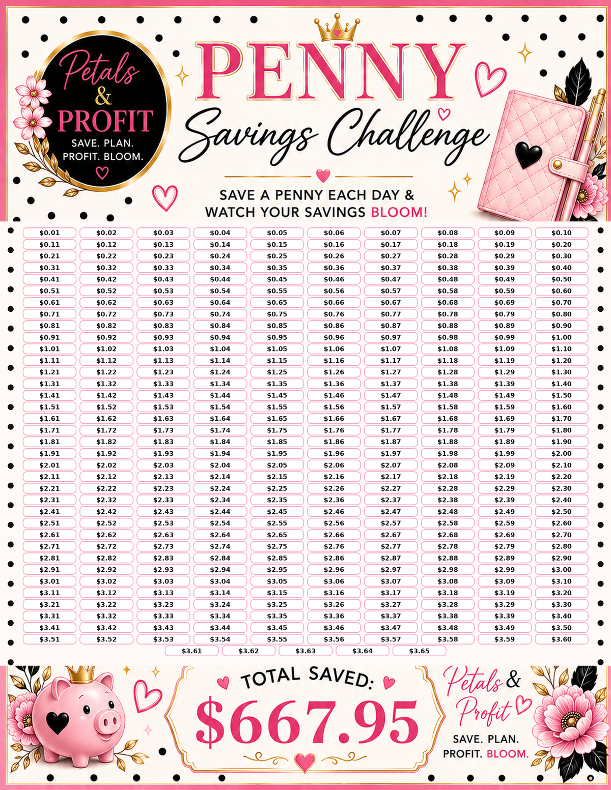 🌸 Penny Savings Challenge