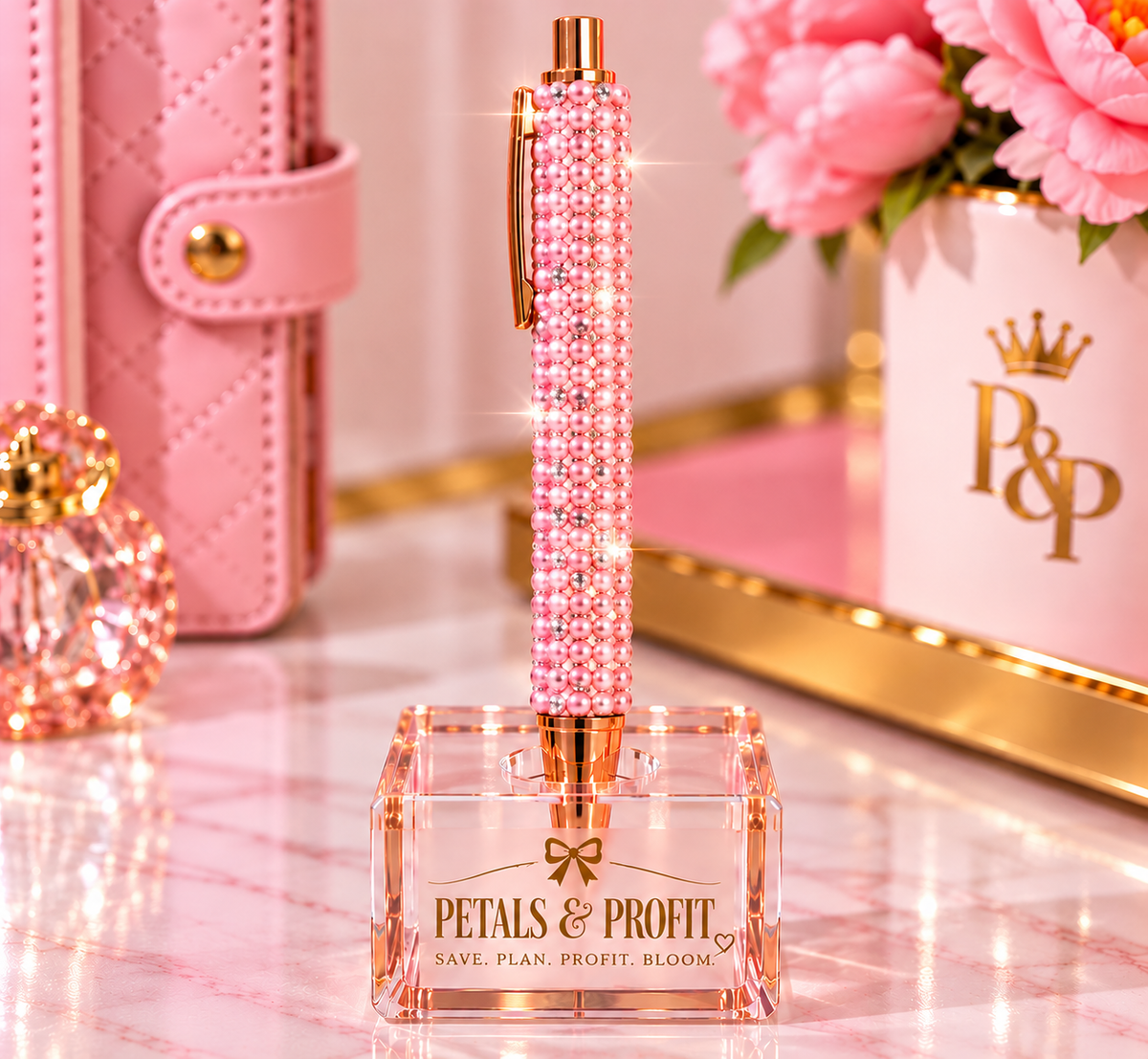 ✨ Bloom & Bling Rhinestone Pearl Pen